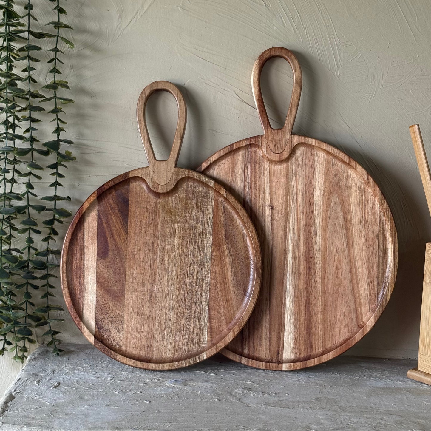 Milanny Akasya Ağacı Tutmalı Yuvarlak Sunumluk İki Boy 28 cm, 24 cm KOD:147-146