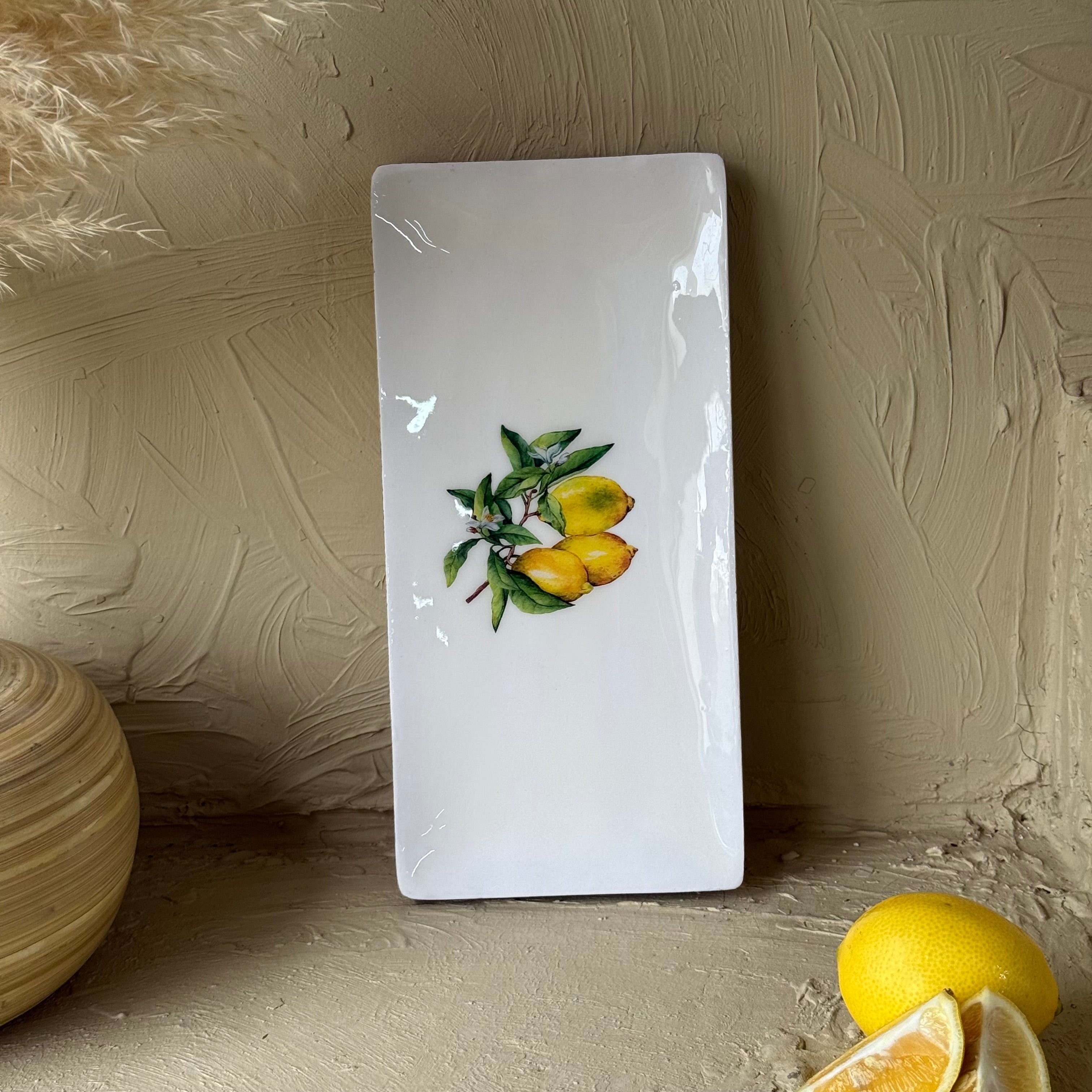 Selin Dikdörtgen Sunumluk Limon Desenli Küçük Boy KOD:HLS-02