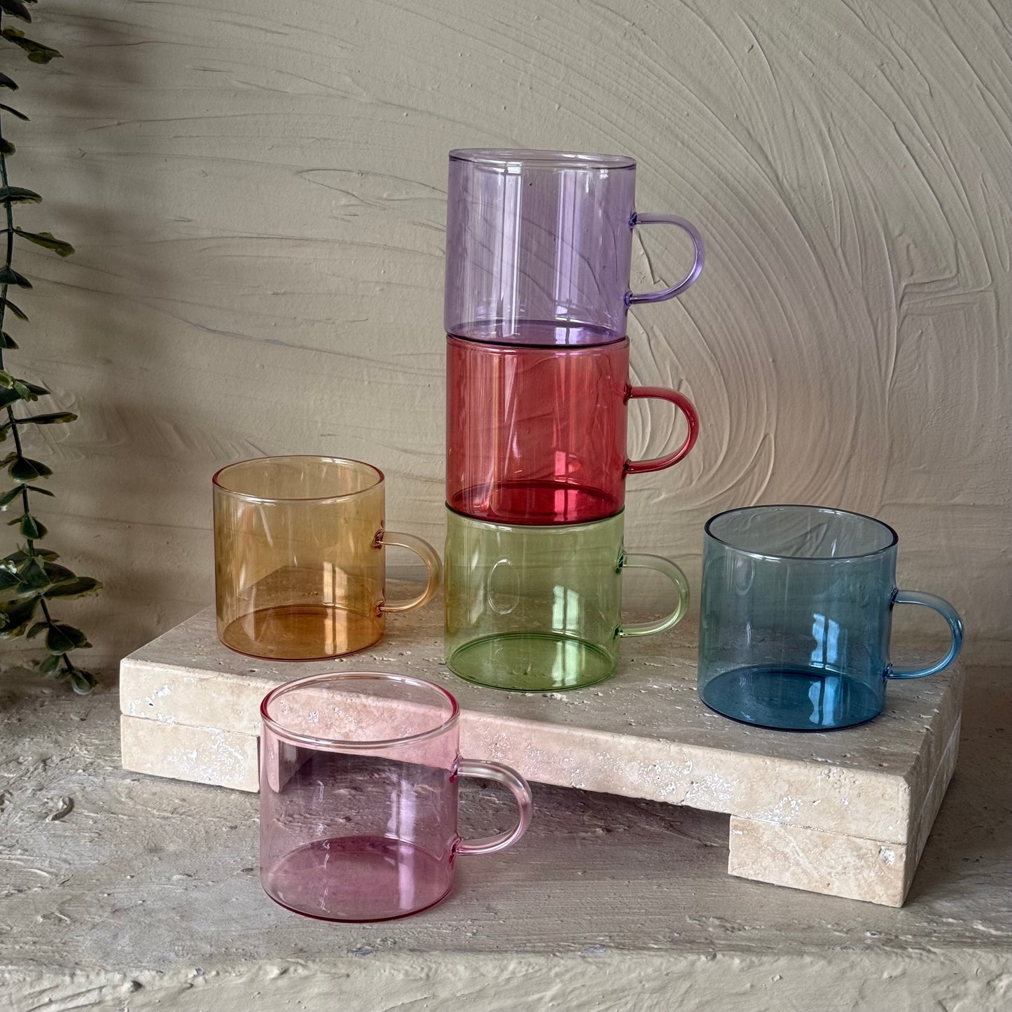 Tully Renkli Borosilikat Cam Espresso Kupa Seti 140 ml KOD:129