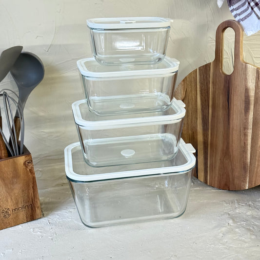 Arow Heilo Cam 4 Lü Saklama Kabı Krem Kapaklı KOD:6664