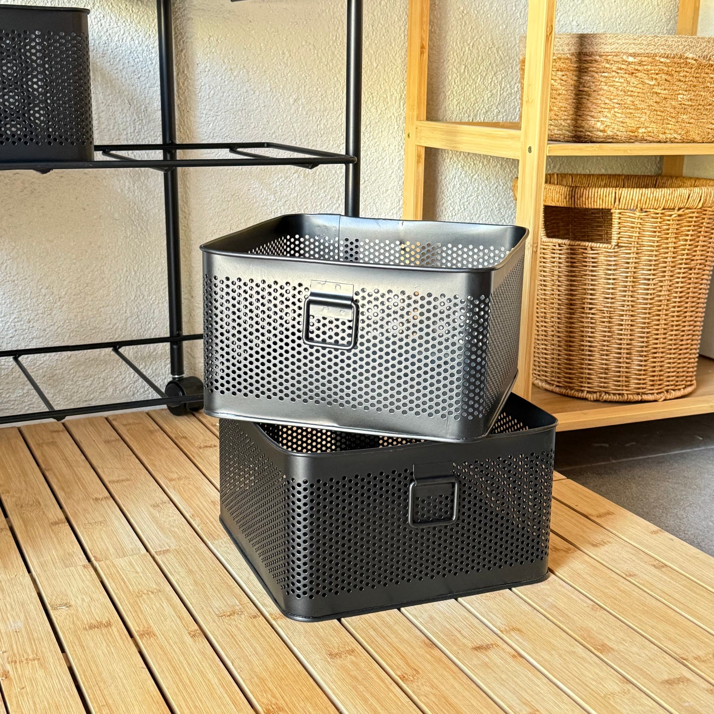 Evanev 3 Katlı Açılır Kapanır 6 Çekmeçeli Tekerlekli Kare Ferforje Sebzelik Siyah KOD:1059T