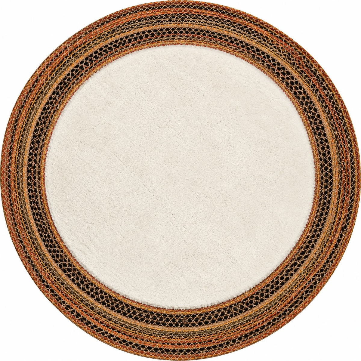 Arven Etnik Jüt ve Peluş Yuvarlak Halı - Doğal ve Lüks Dokunuş (100x100 cm) 202 Renkli