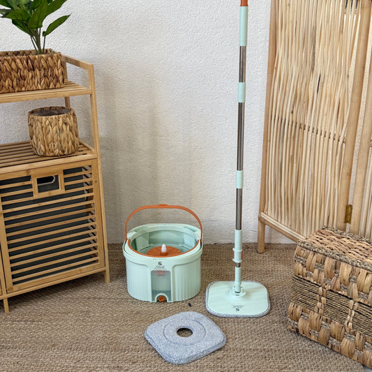 S still Temiz Su ile Kirli Suyu Ayıran Otomatik Temizlik Mop Seti Mint Yeşili