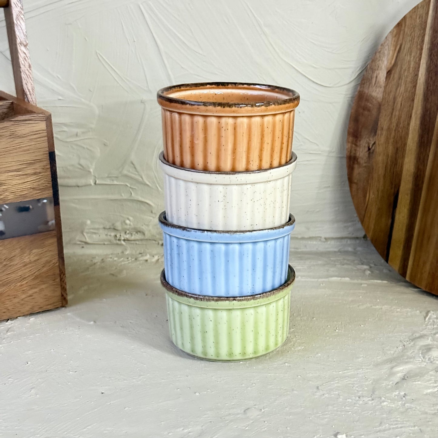 Porline Hitit Serisi 4'Lü Yuvarlak Sufle Renkli 10 cm KOD:1291