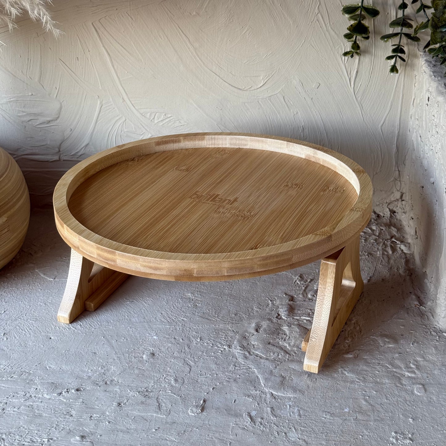 Diamond Bambu Yuvarlak Koltuk Kenarı Tepsi 30x30 cm KOD:6593