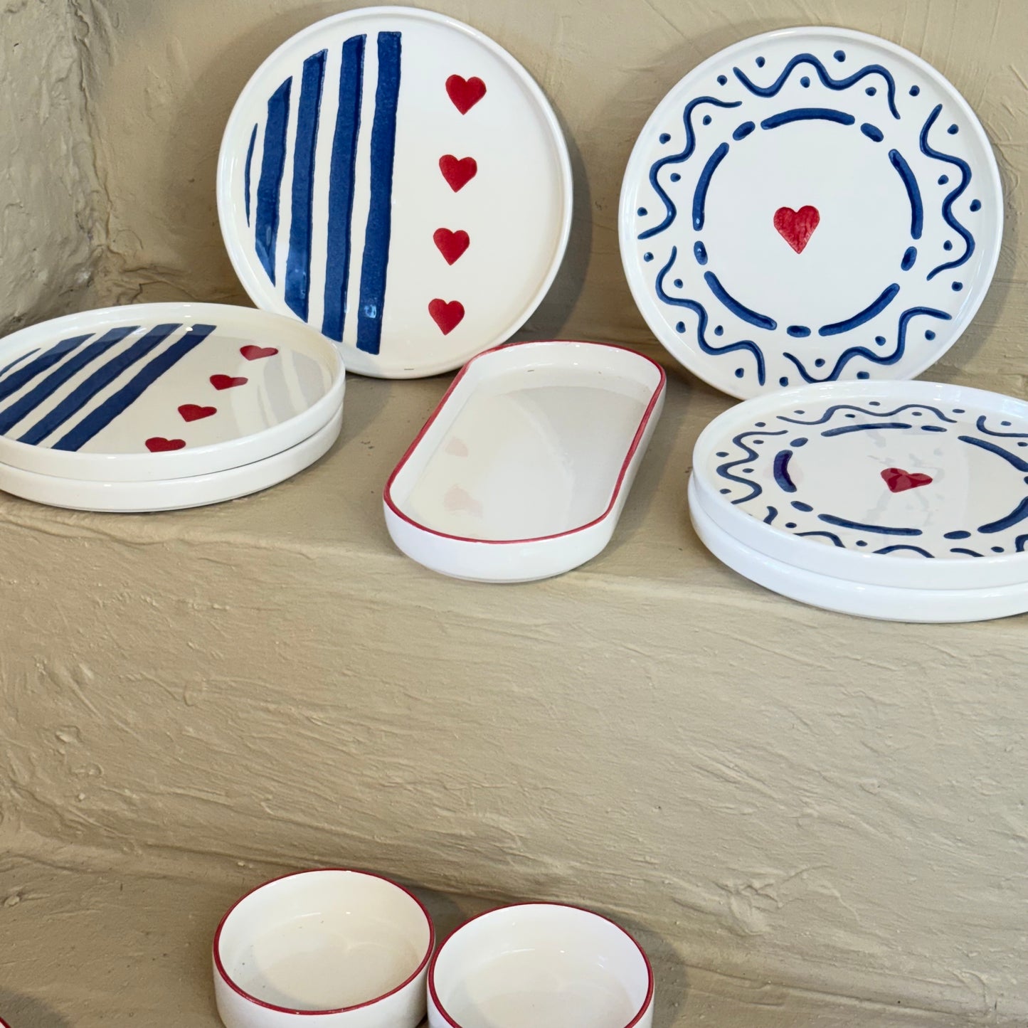 Tutku Blue Heart 14 Parça Kahvaltı Takımı Seti 6 Kişilik