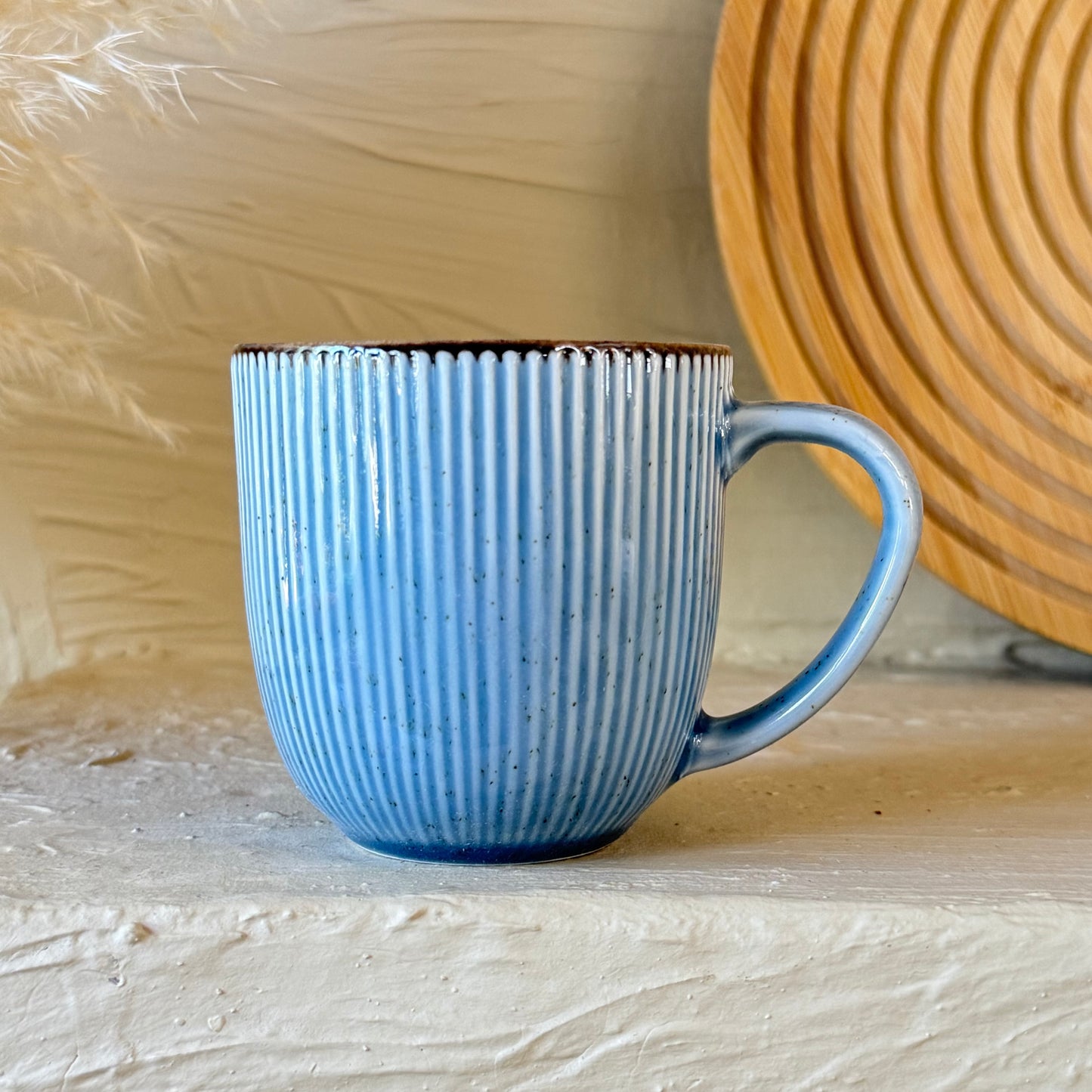 Popline Porselen İkili Nescafe Kupa Seti Mavi-Kiremit