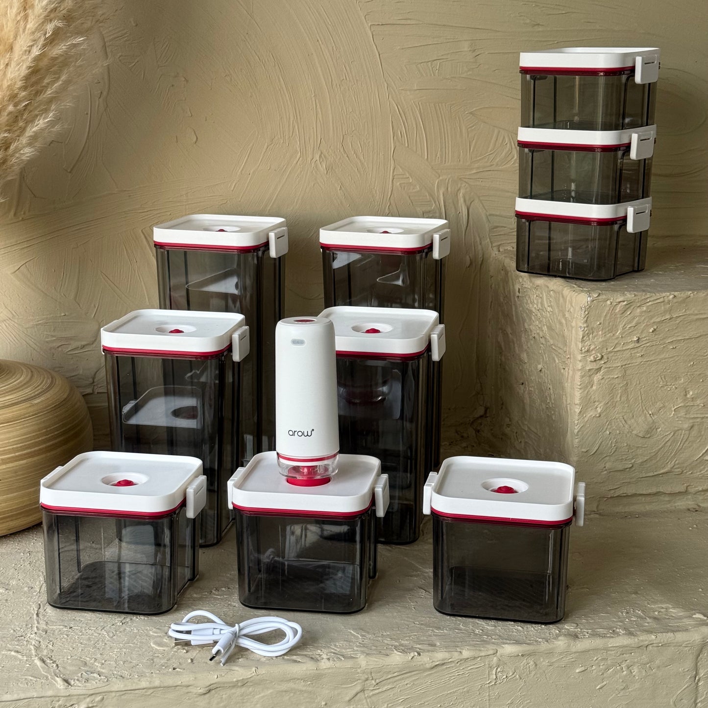 Arow Sunn 10 Parça Vakumlu Kare Erzak Seti (İmkansız Fiyatlarda) KOD:4352