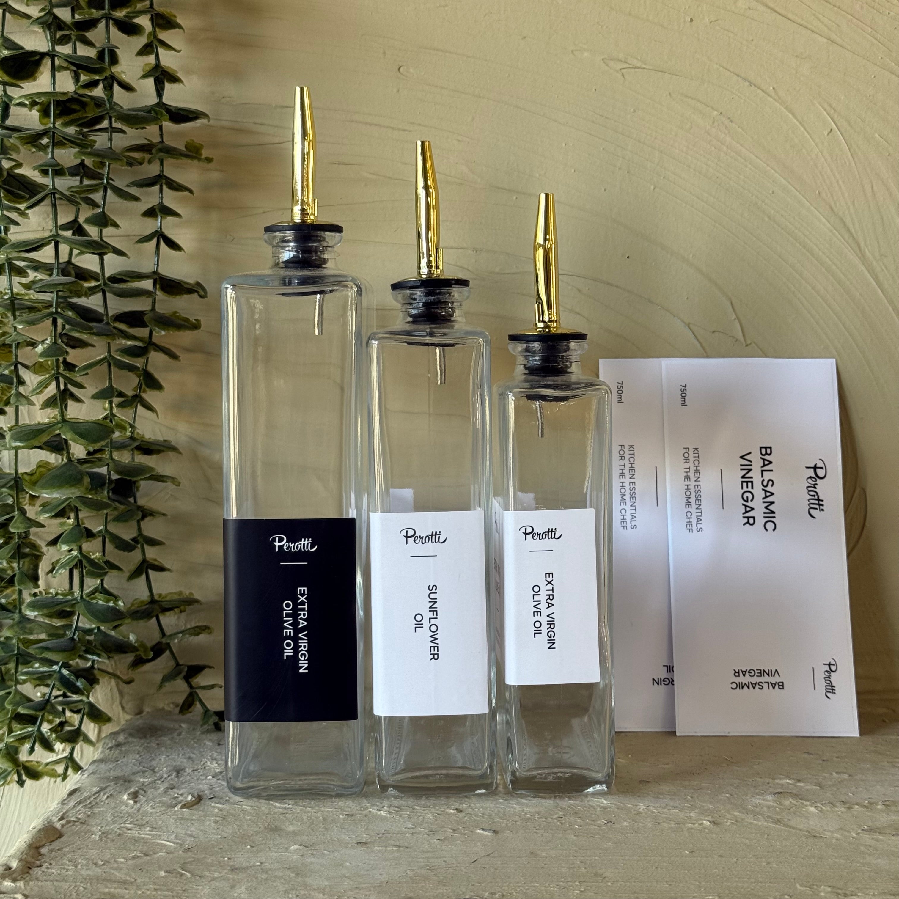 Perolly Cam Gold Kapaklı Yağlık Seti 350 ml, 500 ml, 750 ml KOD:18116