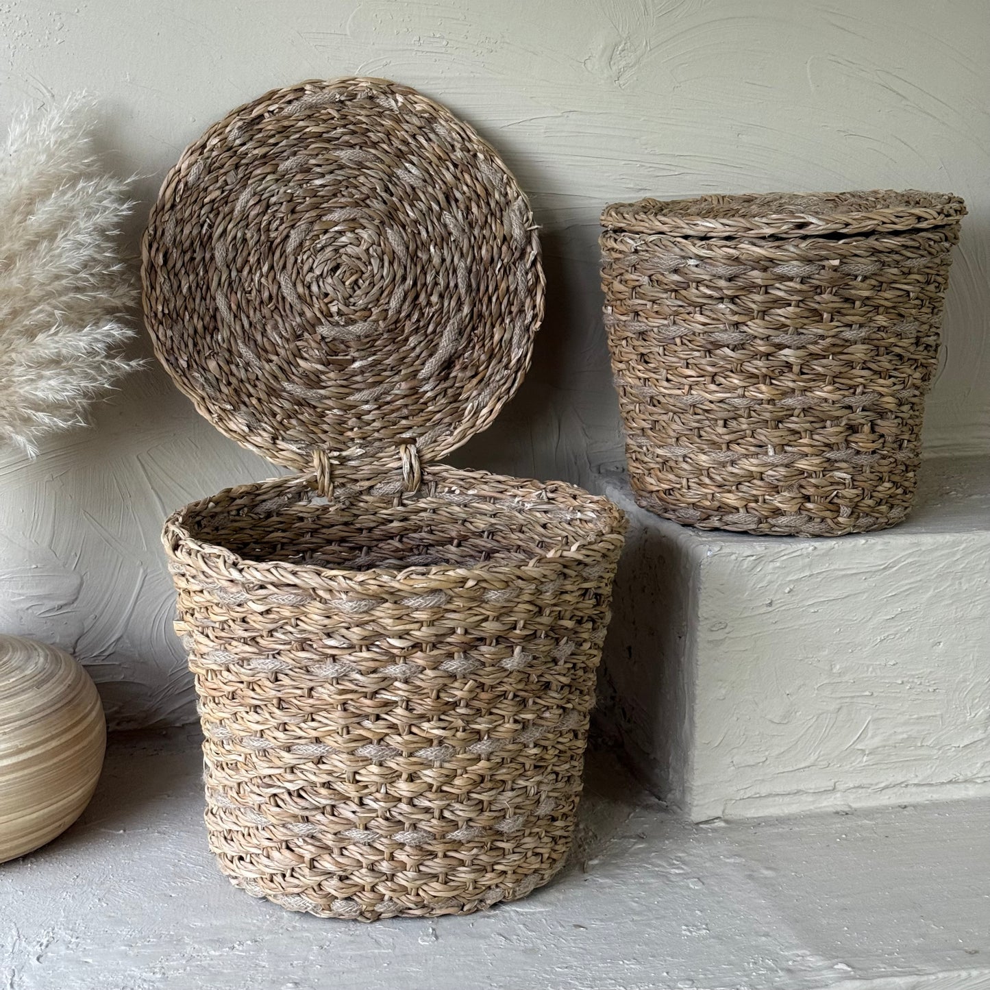 SVR Kapaklı İki Boy Yuvarlak Hasır Patates Soğanlık Naturel KOD:15841