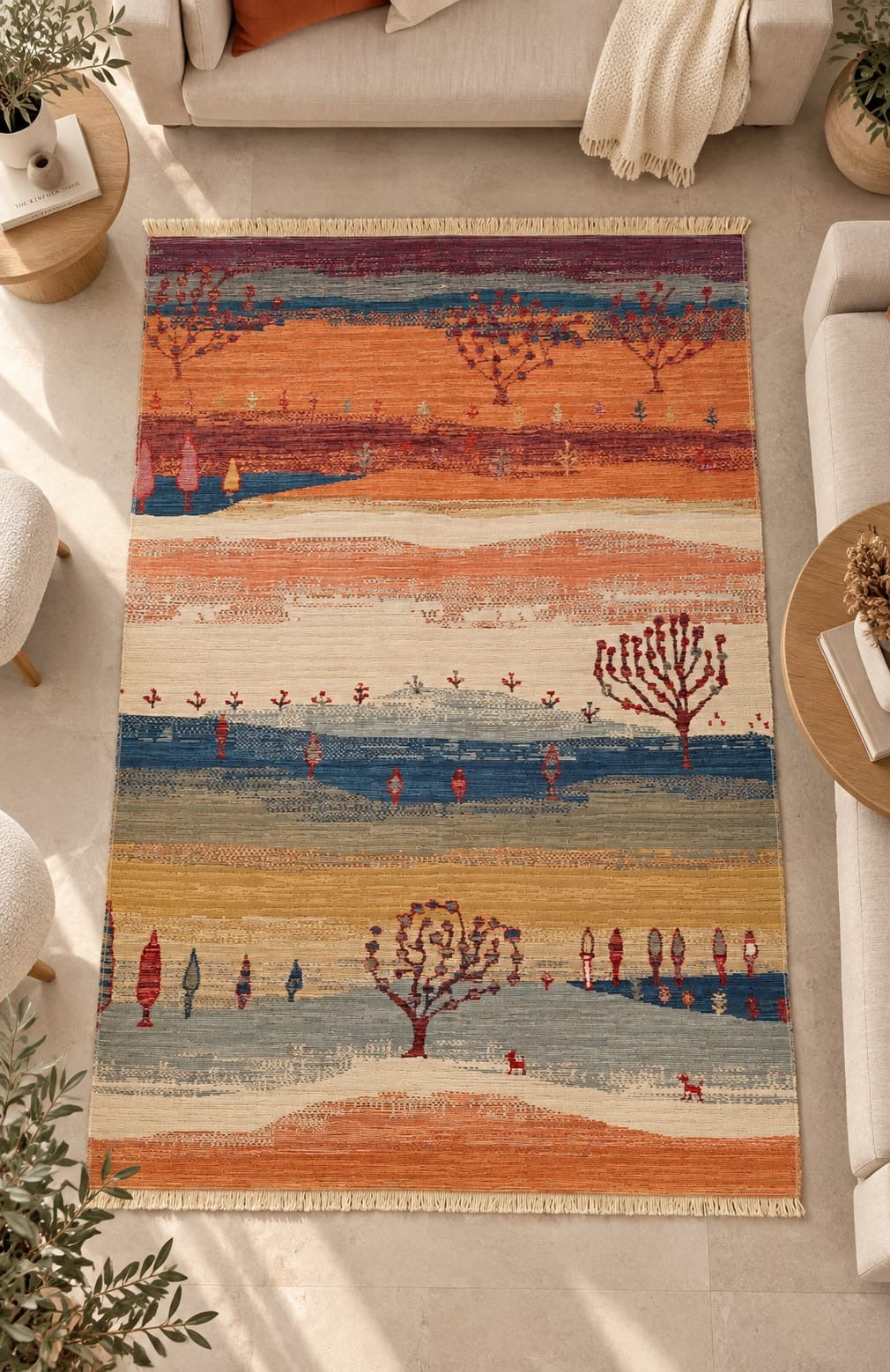 Anadolu Çınar Otantik Motifli Desenli Kilim (120x180cm) Etnik Dokunuş, Doğal Şıklık