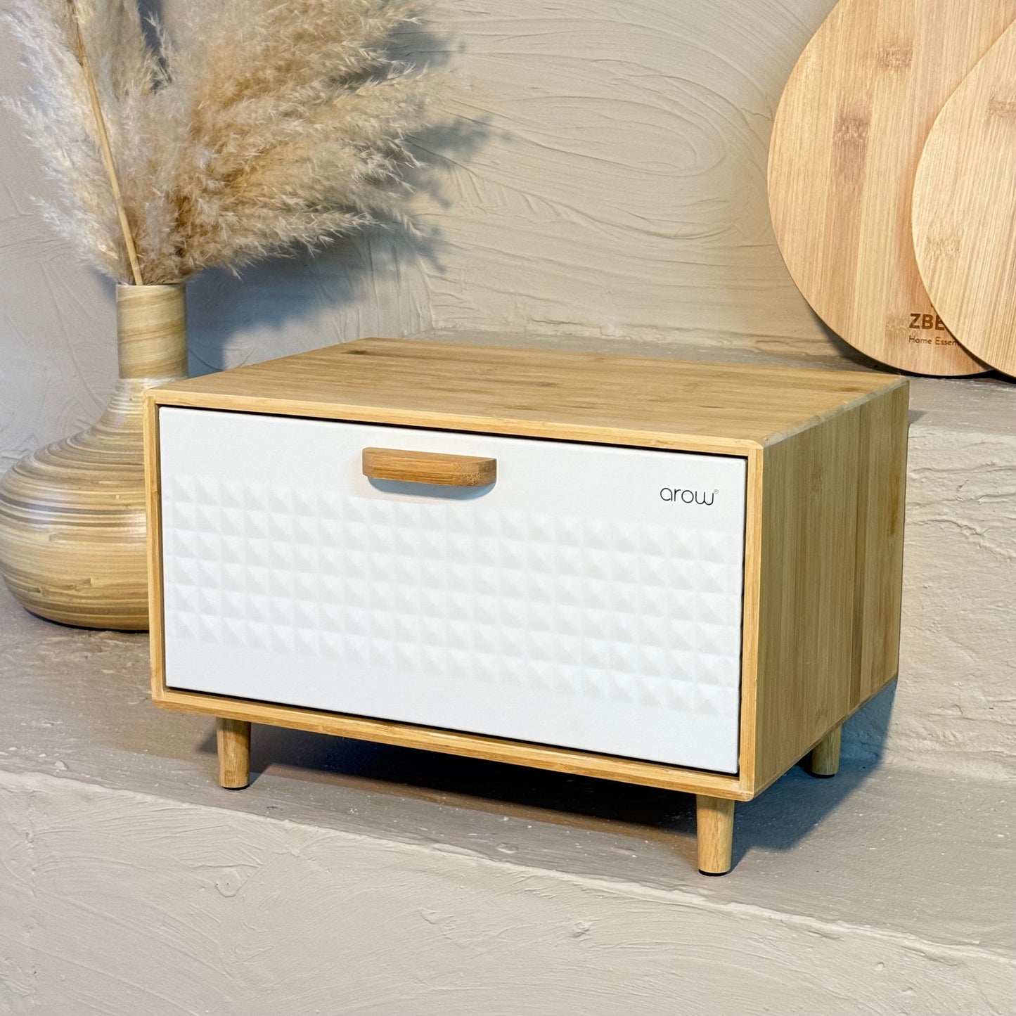 Thalia Bambu Ayaklı Ekmeklik Kutusu Krem