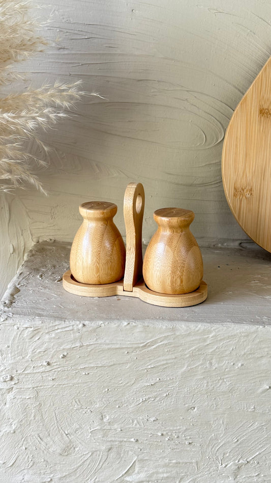 Tutku Bambu Standlı Tuzluk Biberlik Seti İkili