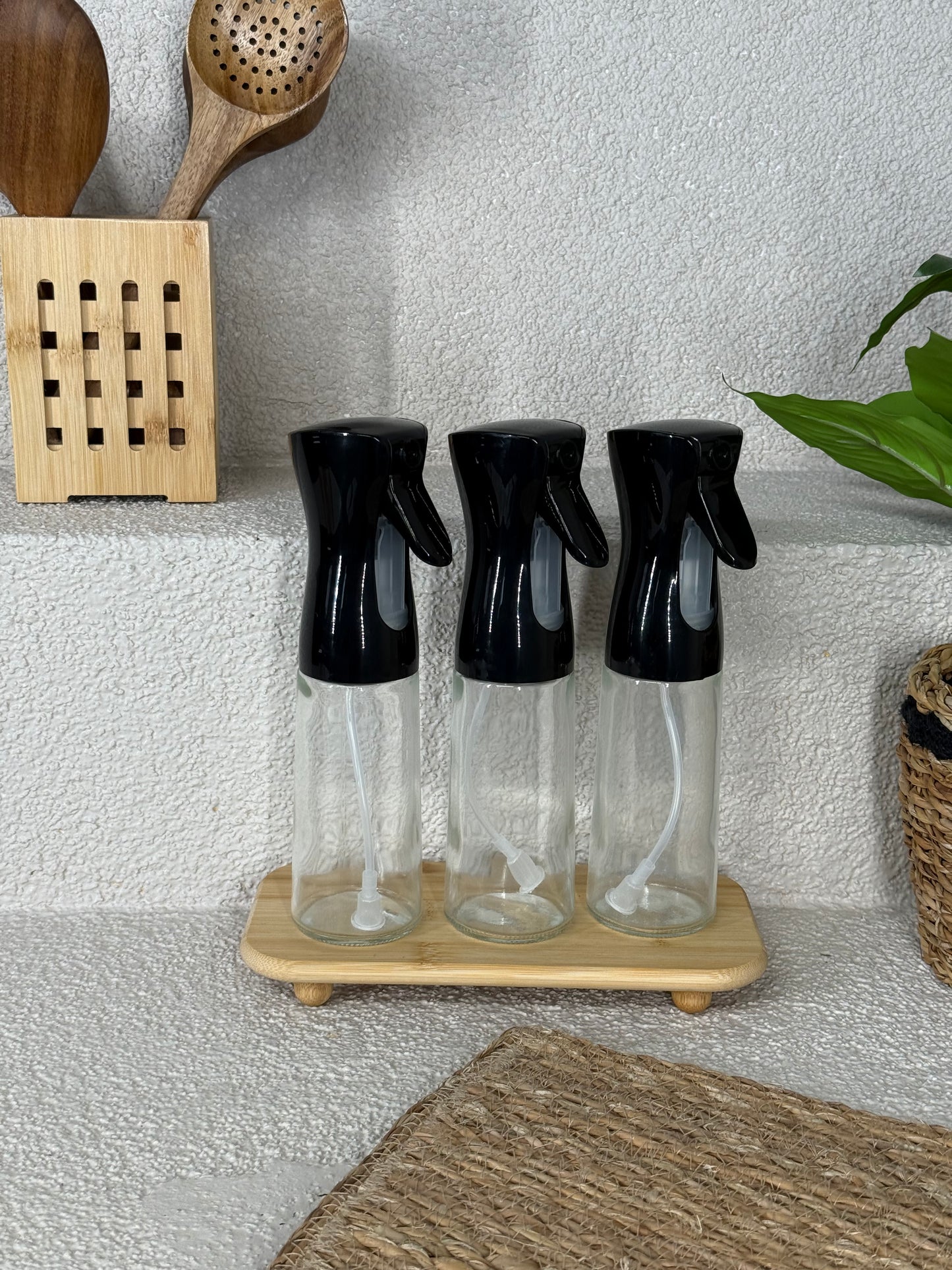 Pugi Bambu Standlı Sprey Yağlık Seti Siyah 250 ml