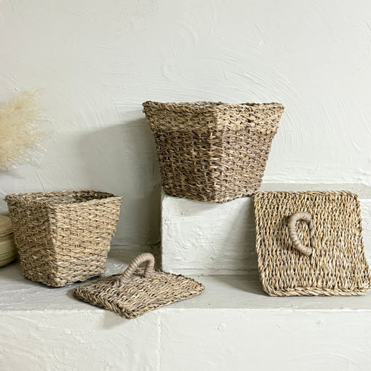 SVR Kapaklı İki Boy Kare Hasır Patates Soğanlık Naturel KOD:15841