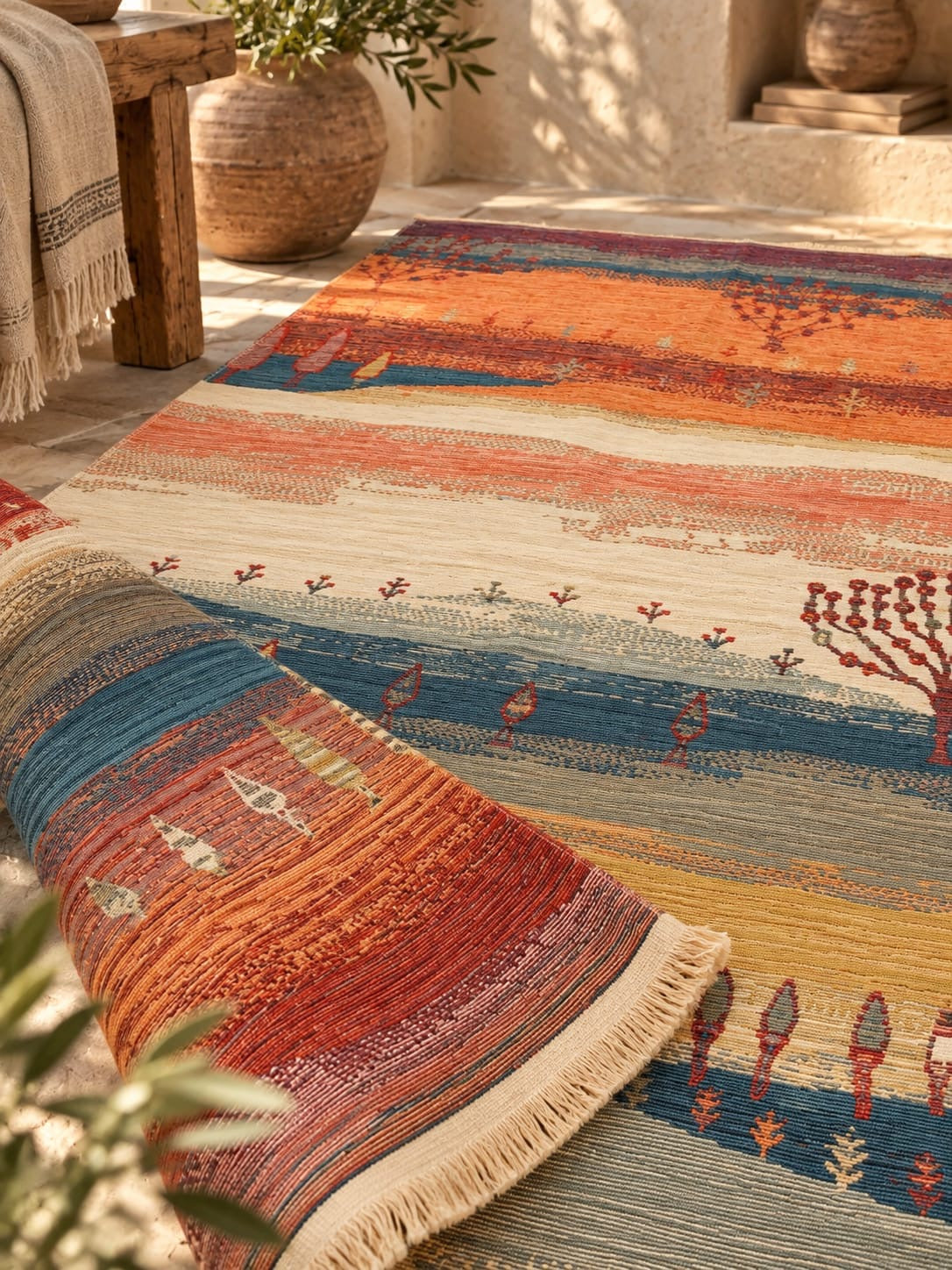 Anadolu Çınar Otantik Motifli Desenli Kilim (120x180cm) Etnik Dokunuş, Doğal Şıklık