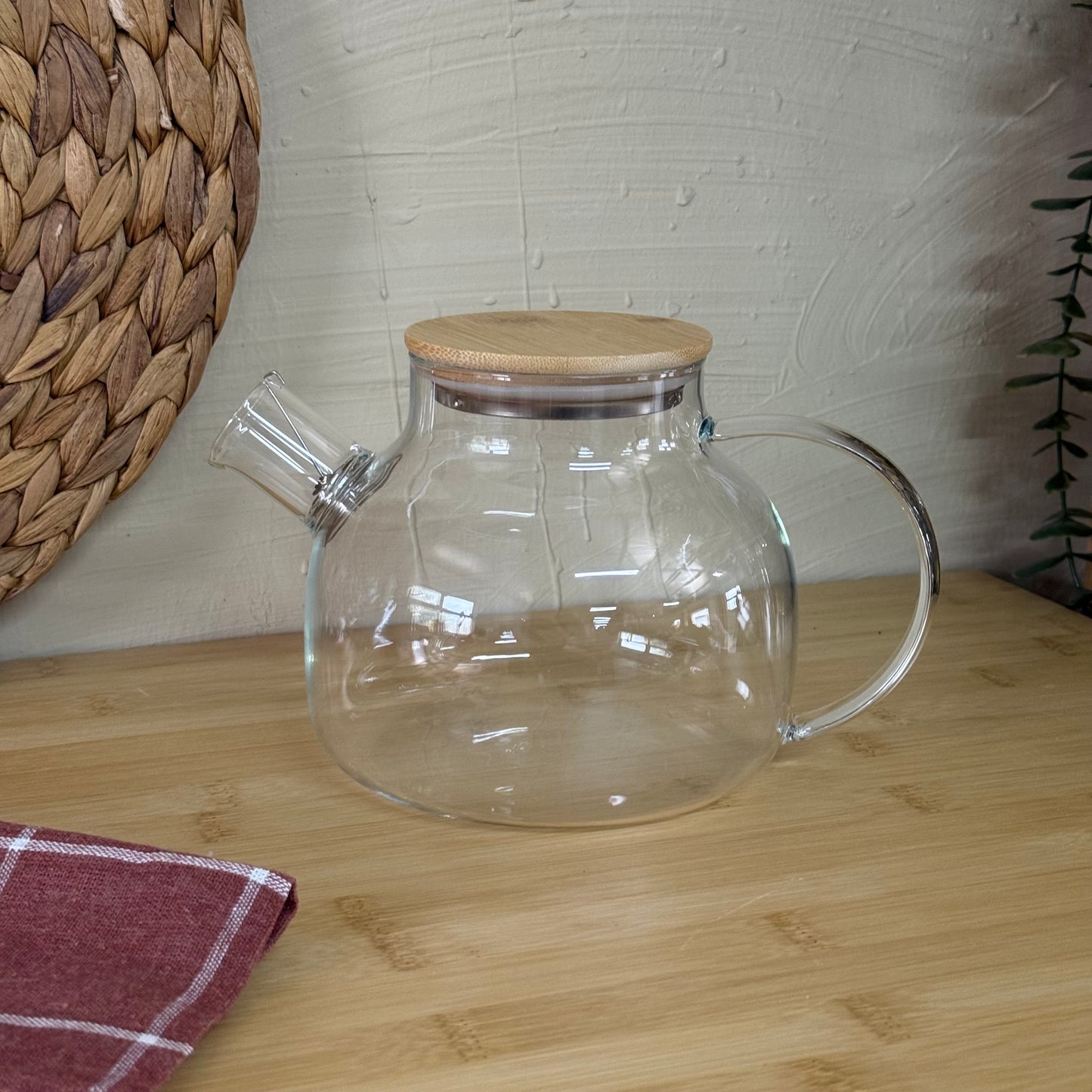 Tully Bambu Kapaklı Borosilikat Cam 1 Litre KOD:H-104