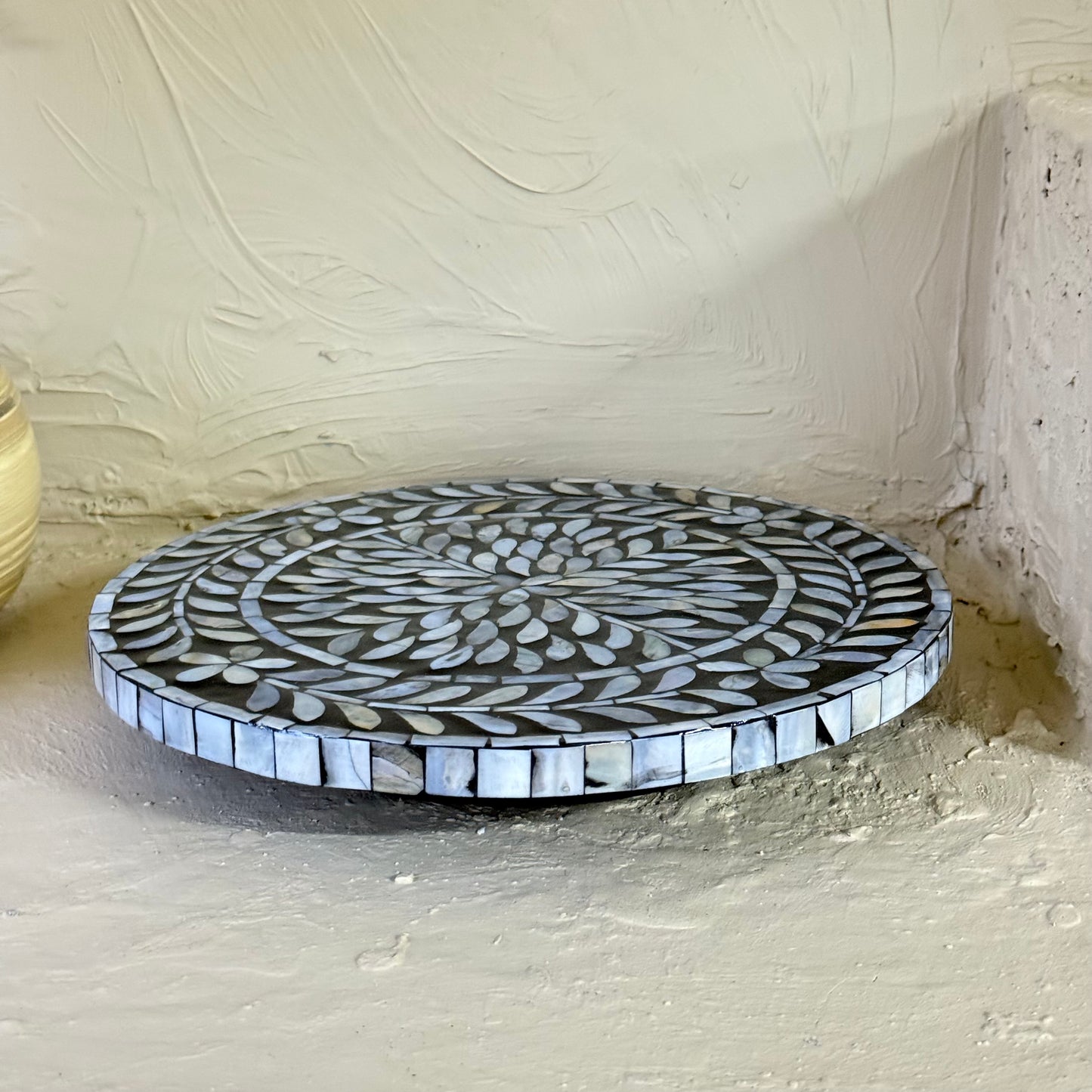 SVR Sedef Dönen Yuvarlak Sunumluk KOD:6183 Siyah