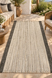 Modern Bohem Püsküllü Dokuma Yolluk Beyaz Kilim (80x150)