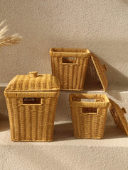 Rattan 3 Boy Kare Patates Soğanlık Seti Pbt-919
