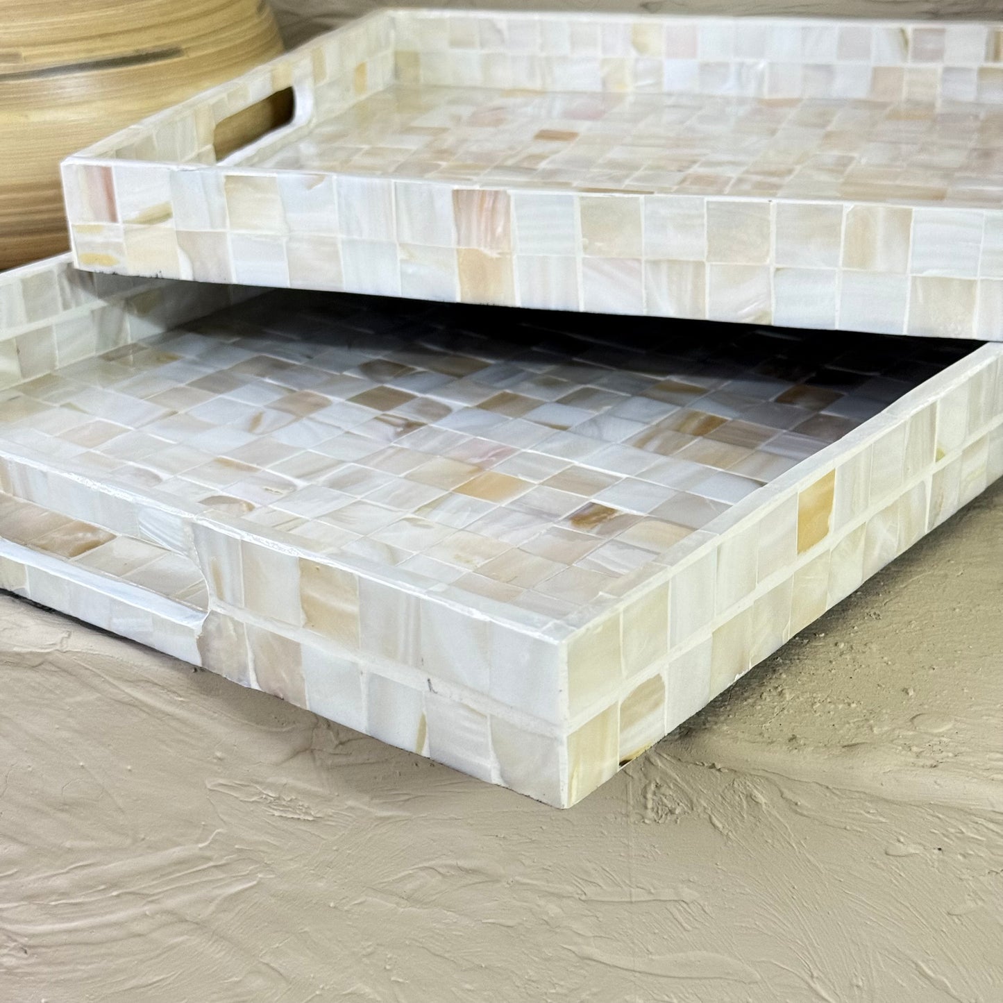 SVR Sedef 2 Boy Dikdörtgen Tepsi Seti KOD:61839 Krem