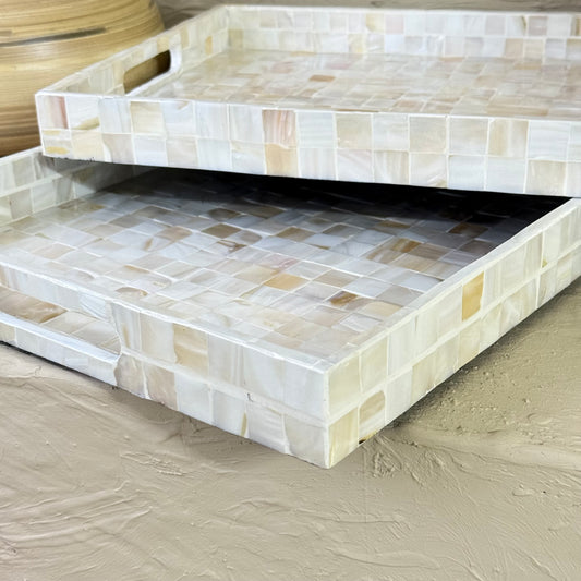 SVR Sedef 2 Boy Dikdörtgen Tepsi Seti KOD:61839 Krem