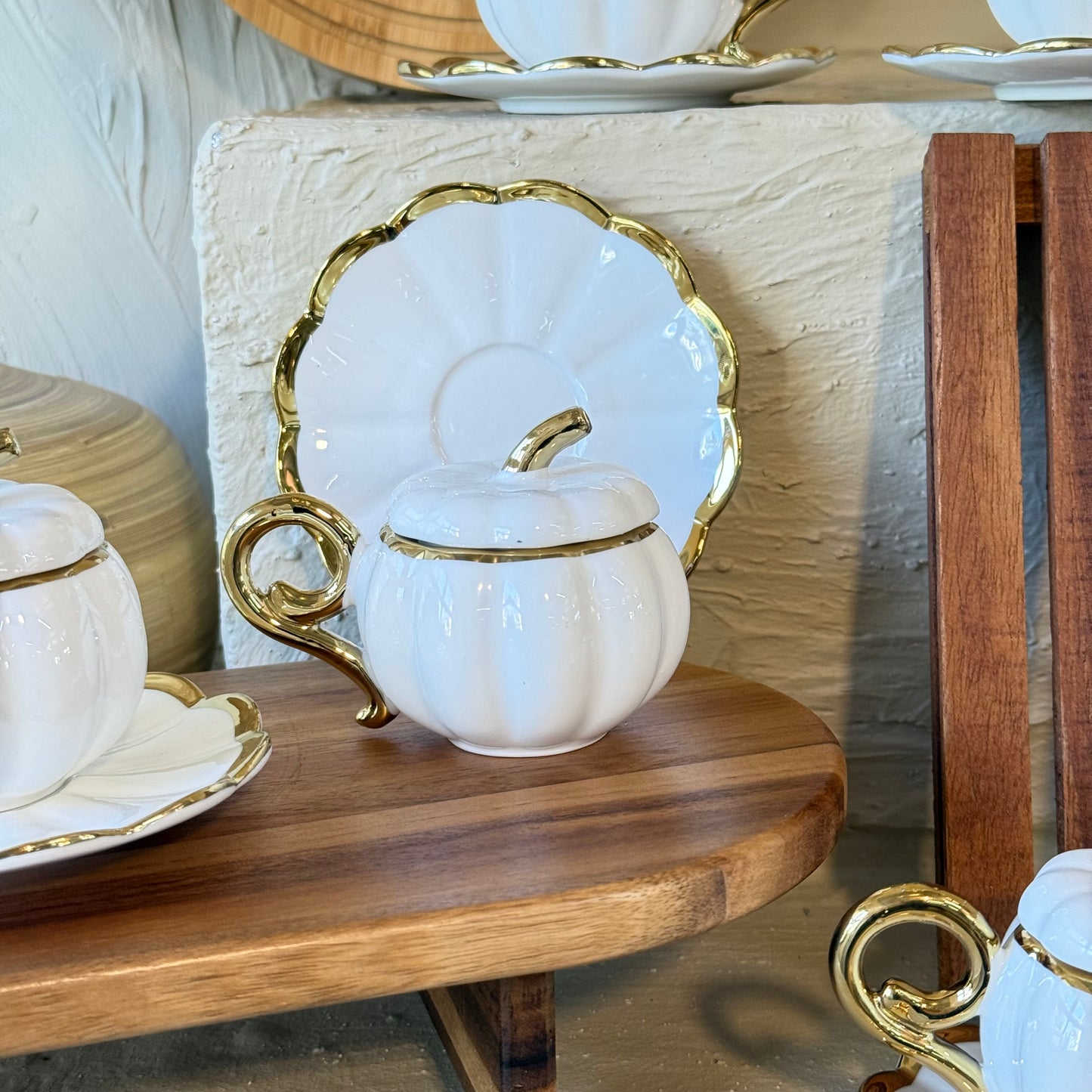 Arow Kabak Model Porselen Kahve Fincan Takımı 6 Kişilik Beyaz