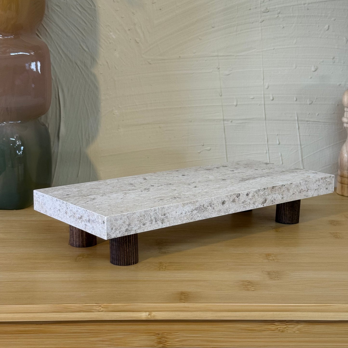 Evanev Ahşap Ayaklı Traverten Görünümlü Dikdörtgen Stand