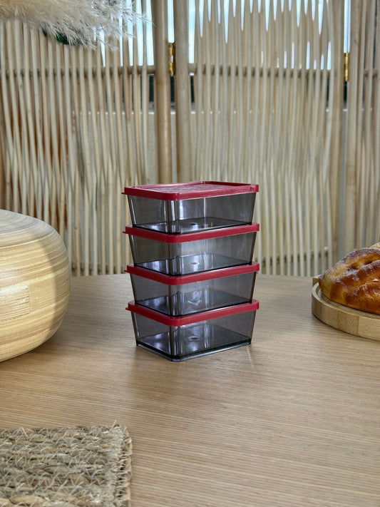 Bonbon Saklama Kabı Set 4 Parça Kırmızı 180 ml