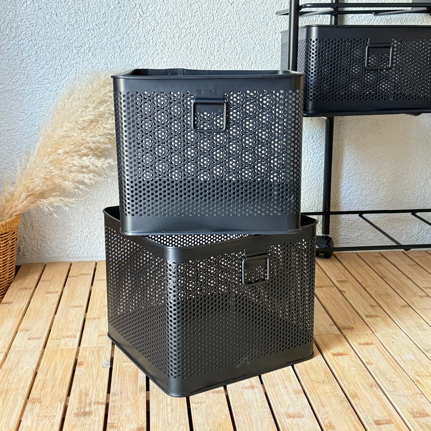 Evanev 3 Katlı Açılır Kapanır 6 Çekmeçeli Tekerlekli Kare Ferforje Sebzelik Siyah KOD:1059T