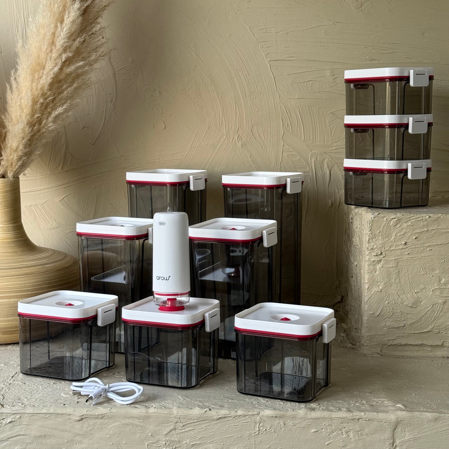 Arow Sunn 10 Parça Vakumlu Kare Erzak Seti (İmkansız Fiyatlarda) KOD:4352