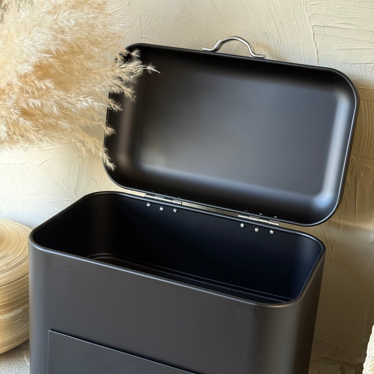 Vintage Çekmeceli Metal Ekmeklik Mat Siyah KOD:019