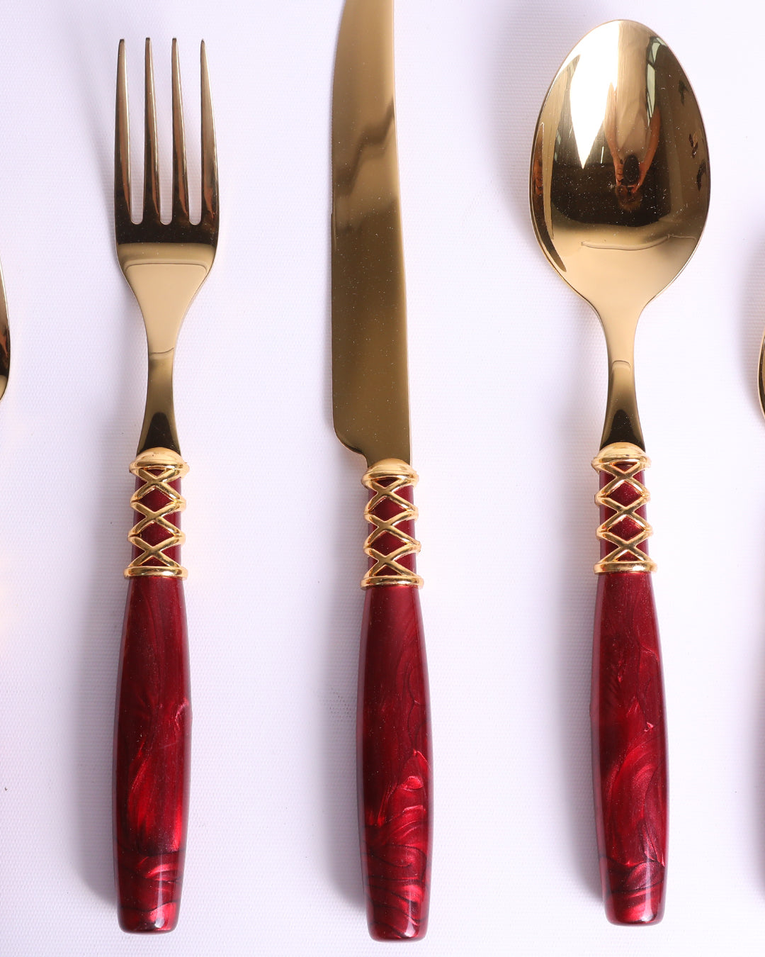 Çatal Bıçak Kaşık Takımı Red Gold 30 Parça  Tr-7028