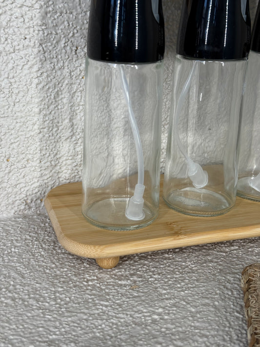 Pugi Bambu Standlı Sprey Yağlık Seti Siyah 250 ml