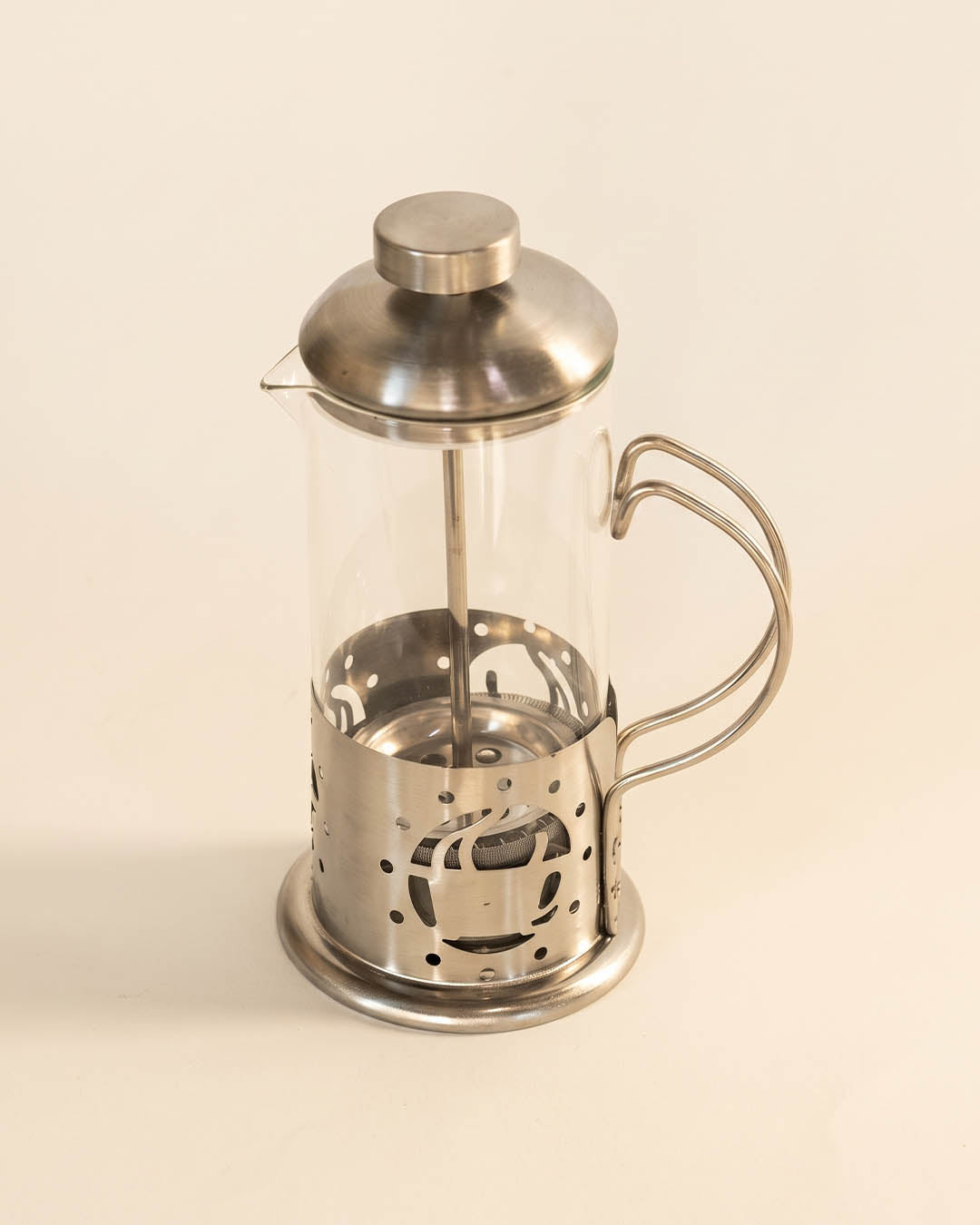 Paslanmaz Çelik Detaylı Borosilikat Cam French Press – 350 ml Trc-5616