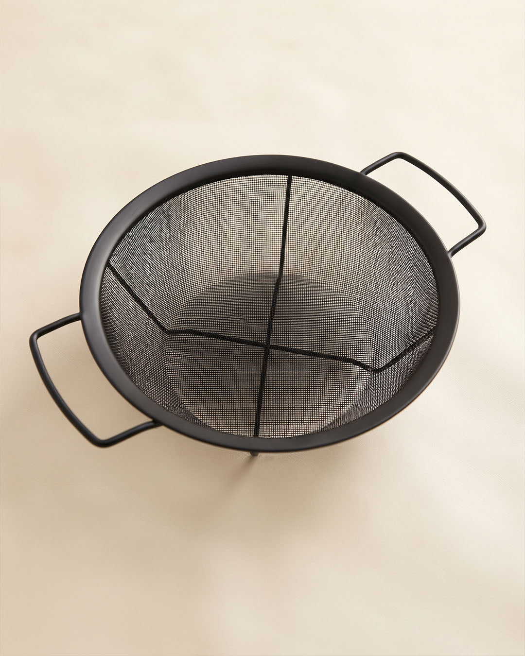 Paslanmaz Çelik Kulplu Tel Süzgeç - Siyah (25 cm) Vd9362