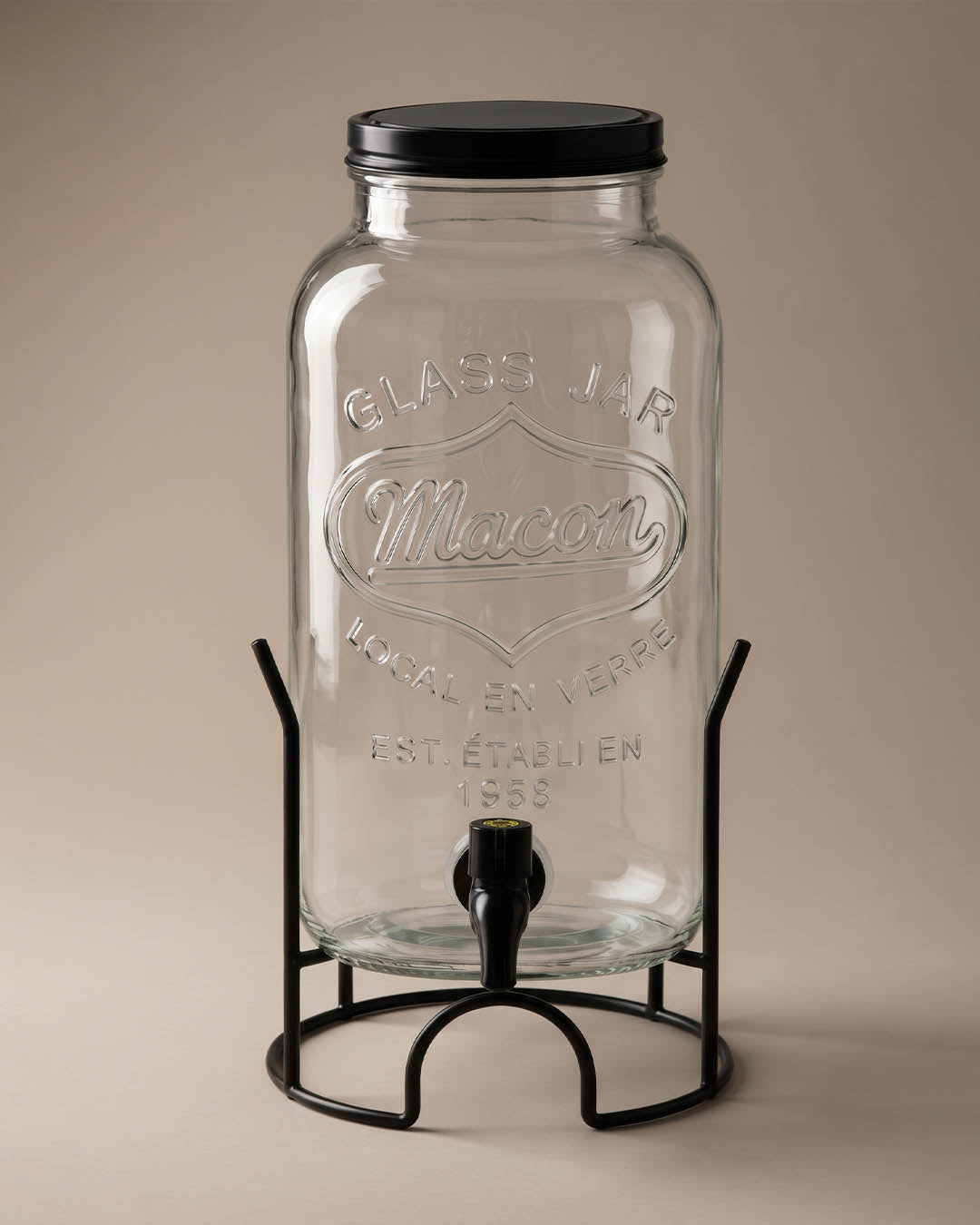 Ferforje Stantlı 4 Litre Musluklu Cam Sebil / İçecek Dağıtıcısı