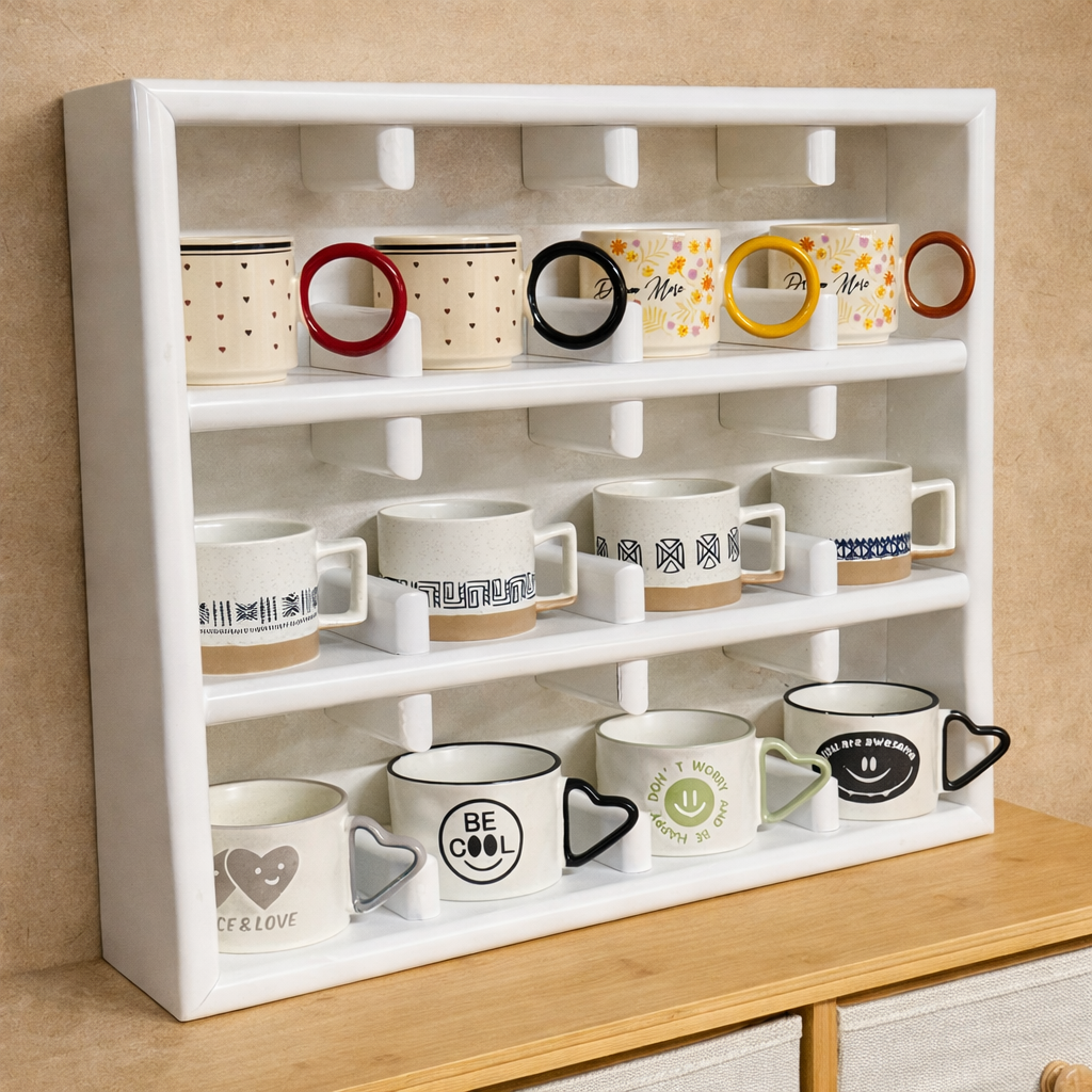 Evanev 12 Bölmeli Kupa Rafı Beyaz