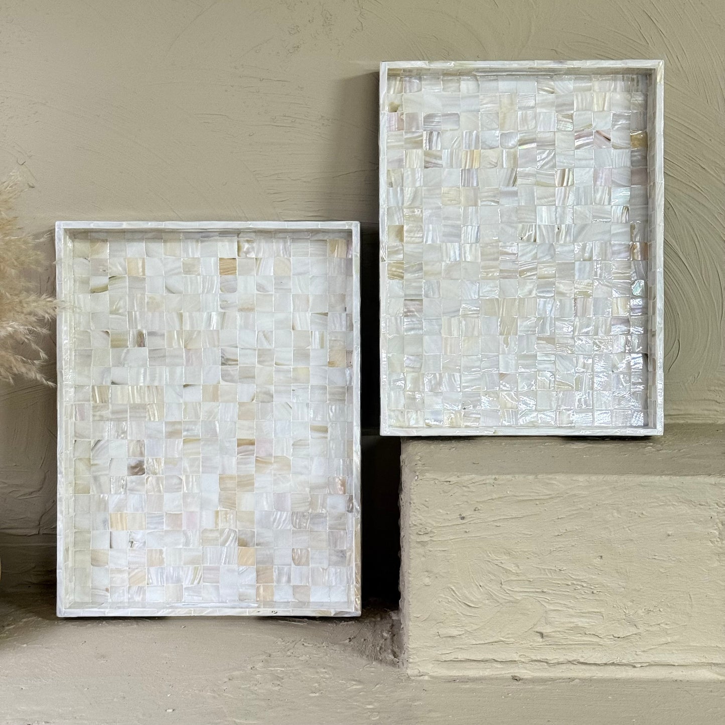 SVR Sedef 2 Boy Dikdörtgen Tepsi Seti KOD:61839 Krem