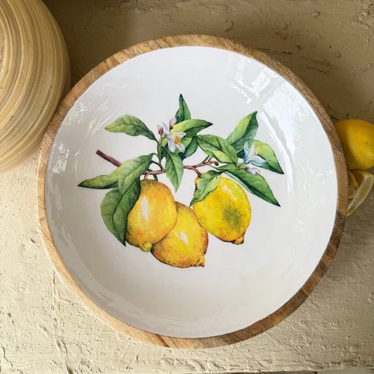 Selin Yuvarlak Orta Boy Sunumluk Meyvelik Lemon Desenli KOD:HSL-04
