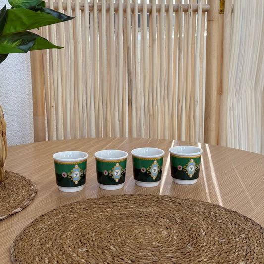 Pashally Porselen 4 Lü Espresso Fincan Seti Yeşil KOD:1035