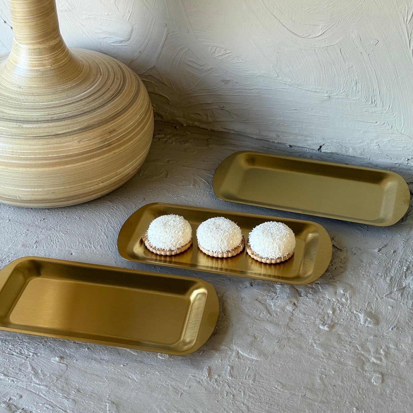 Vadi Dikdörtgen Gold Sunumluk Kahvaltılık 3 Parça KOD:8806