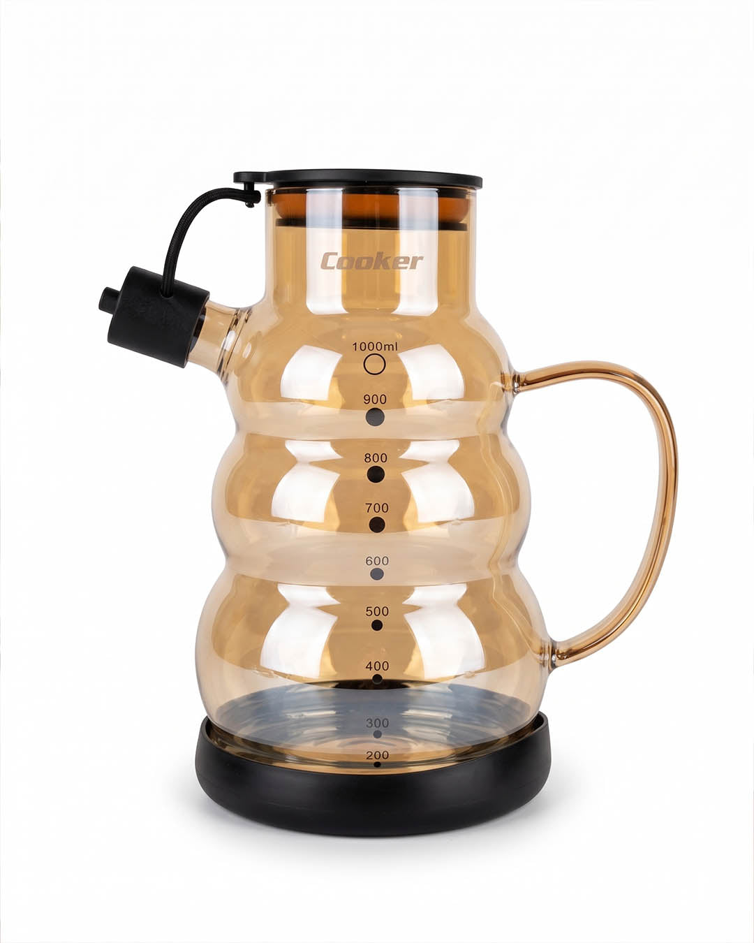 1 Litre Borsilikat Cam Yağlık ve Sirkelik  Zeytinyağ Şişesi Siyah