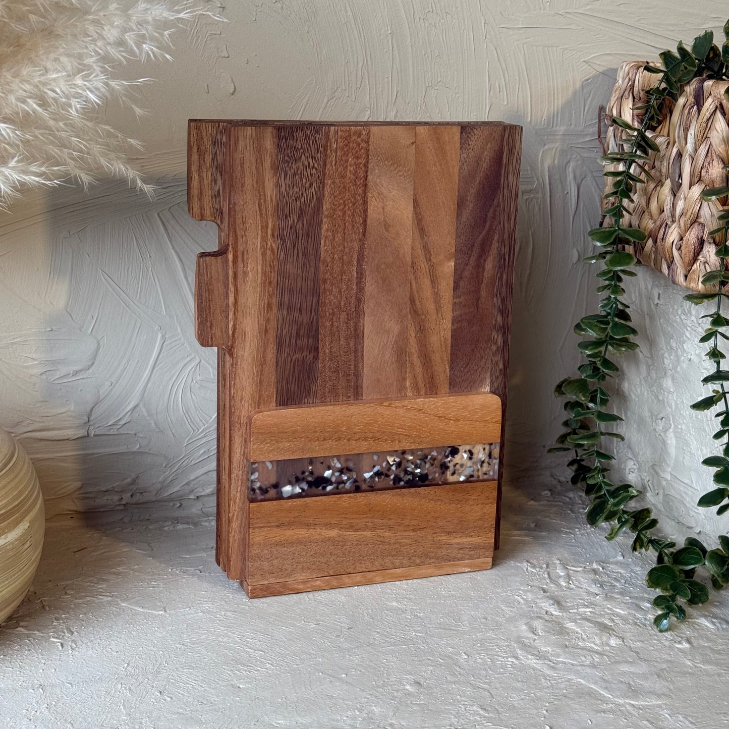 Akasya Ağacı Epoksi Detaylı Kesim Panosu 5 Parça