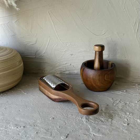 Arow Akasya Ağacı Mutfak Seti Havan Rende Seti