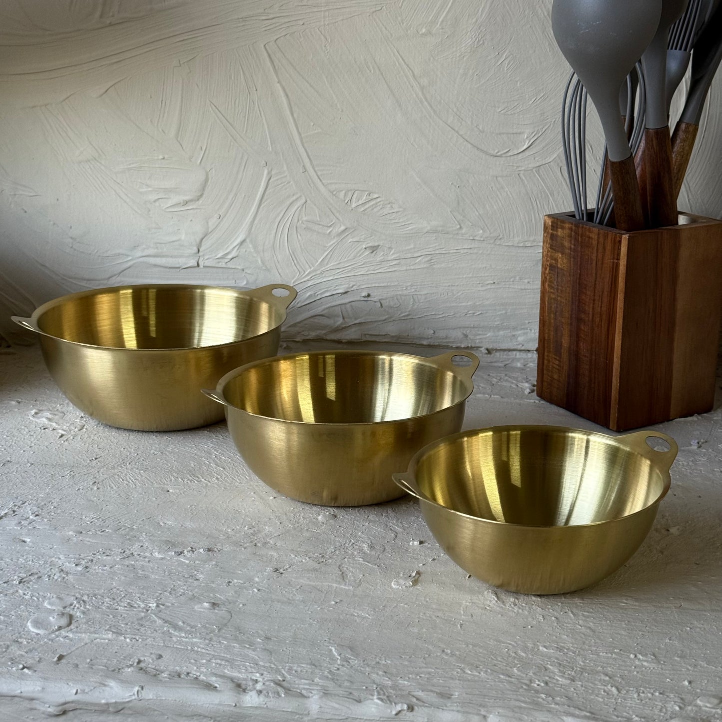 Vadi Metal 3 Boy Yuvarlak Tutmalı Gold Kase Seti KOD:8814