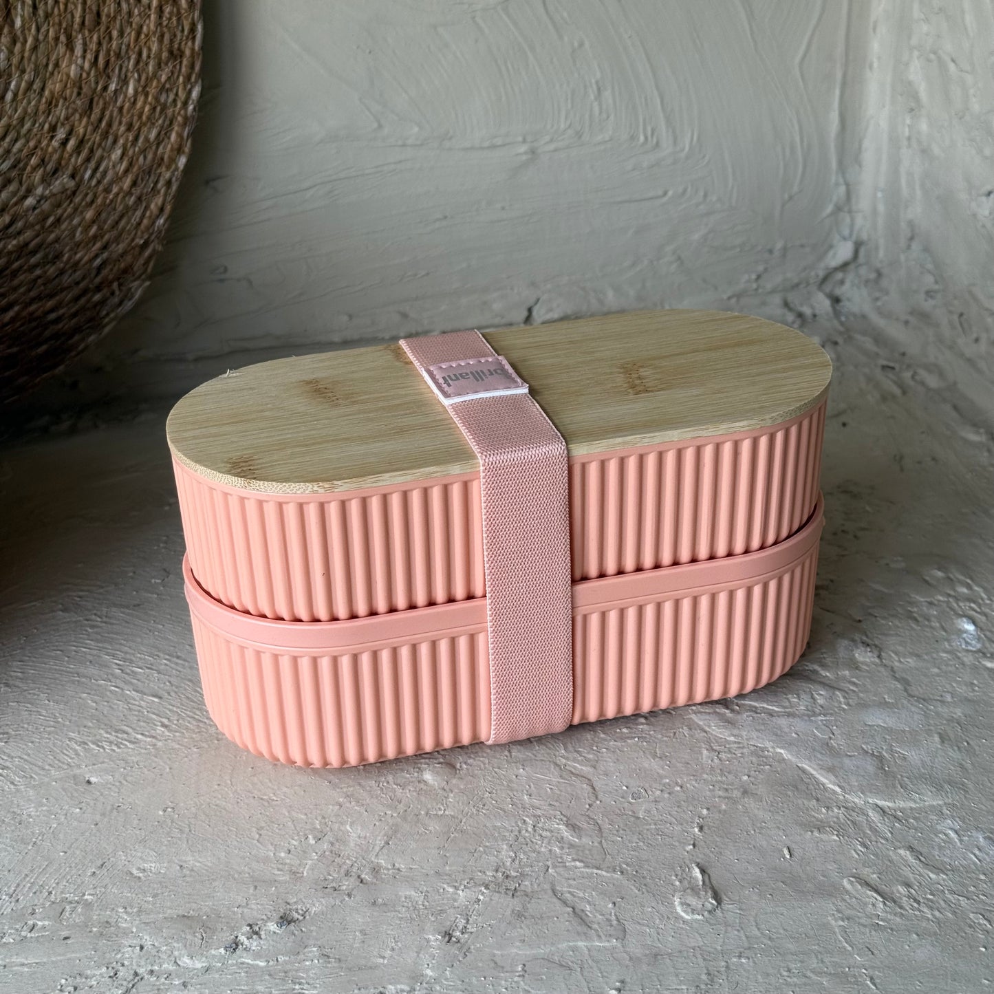 Brillant Bambu Kapaklı Oval Saklama veya Beslenme Kabı Koral