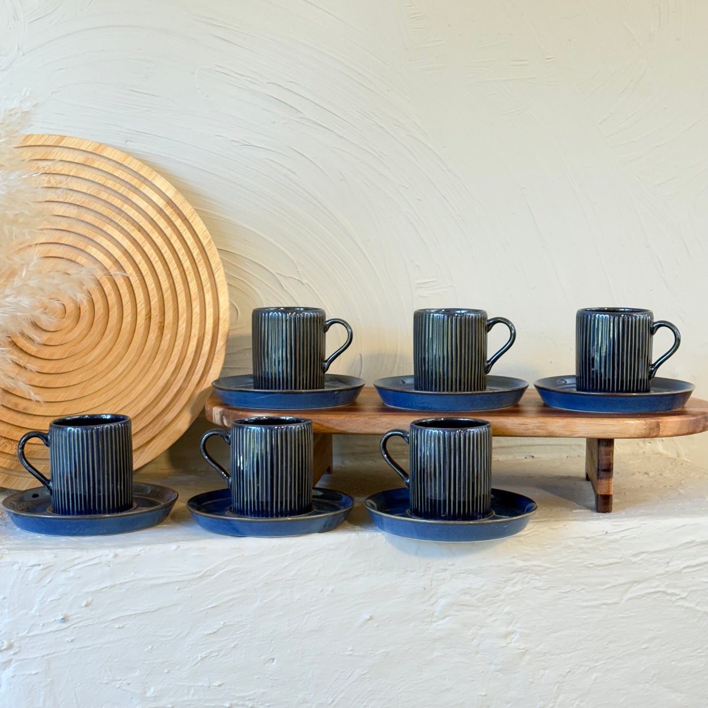 Porline Eliza Porselen Kahve Fincan Seti 6 Kişilik Mavi-Siyah