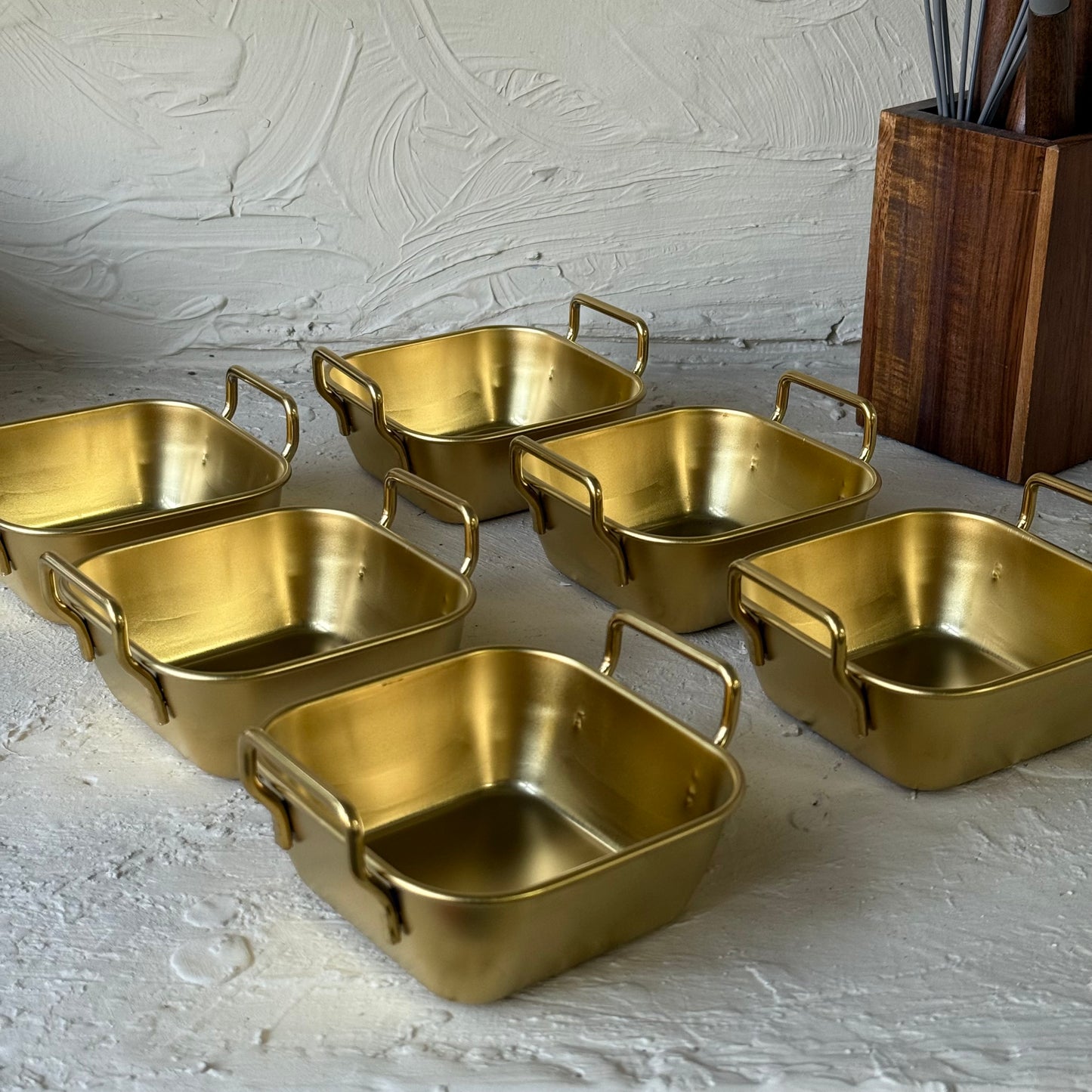 Vadi Metal Kare Tutmalı Gold Kase Seti 6 Adet KOD:8802