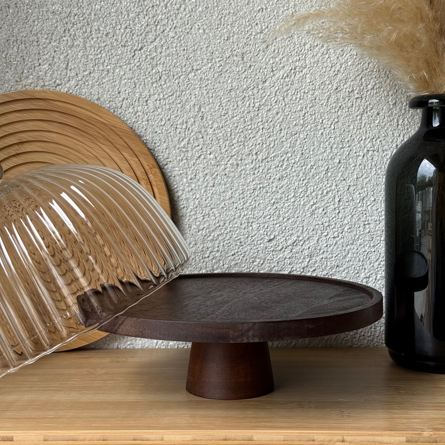 Milay Çizgili Cam Kek Fanusu 25 cm KOD:252